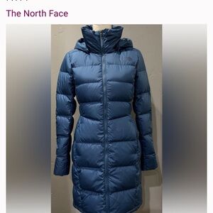 The North Face Blue Puffer Jacket with Insulated Hood